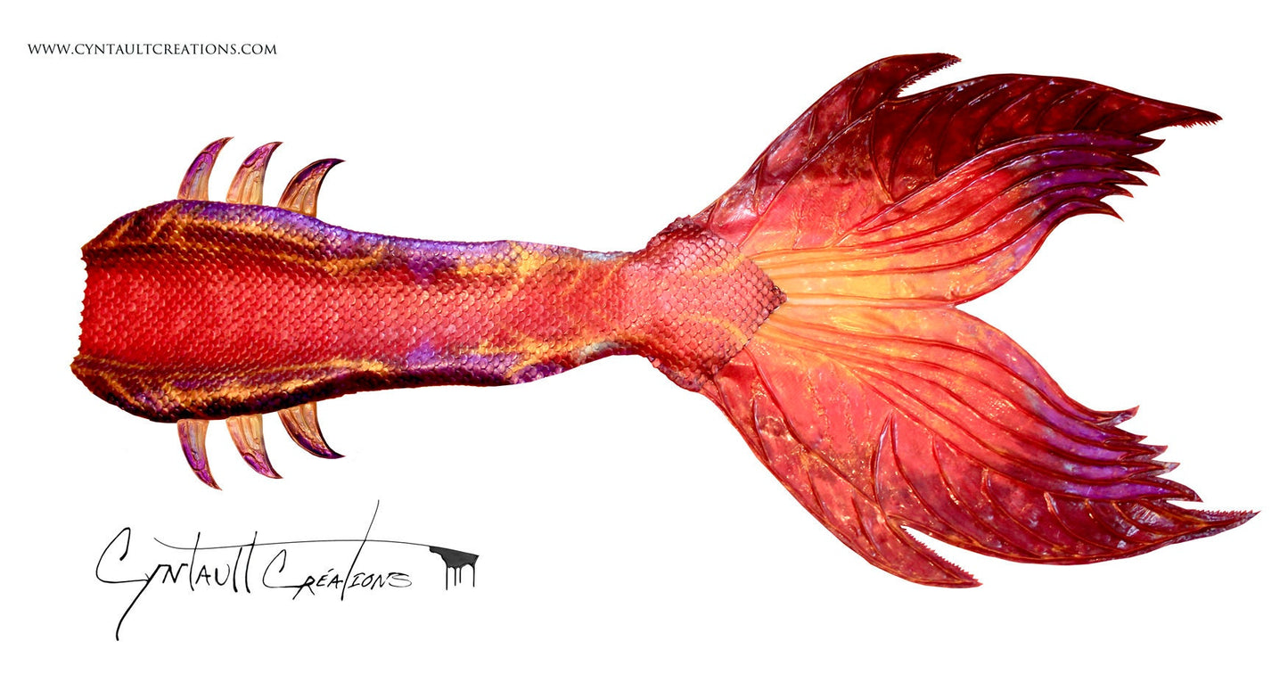 Mermaid tail completely in silicone (dragon skin, skin safe grade), abstract color, simple patterns in molds (no airbrush)