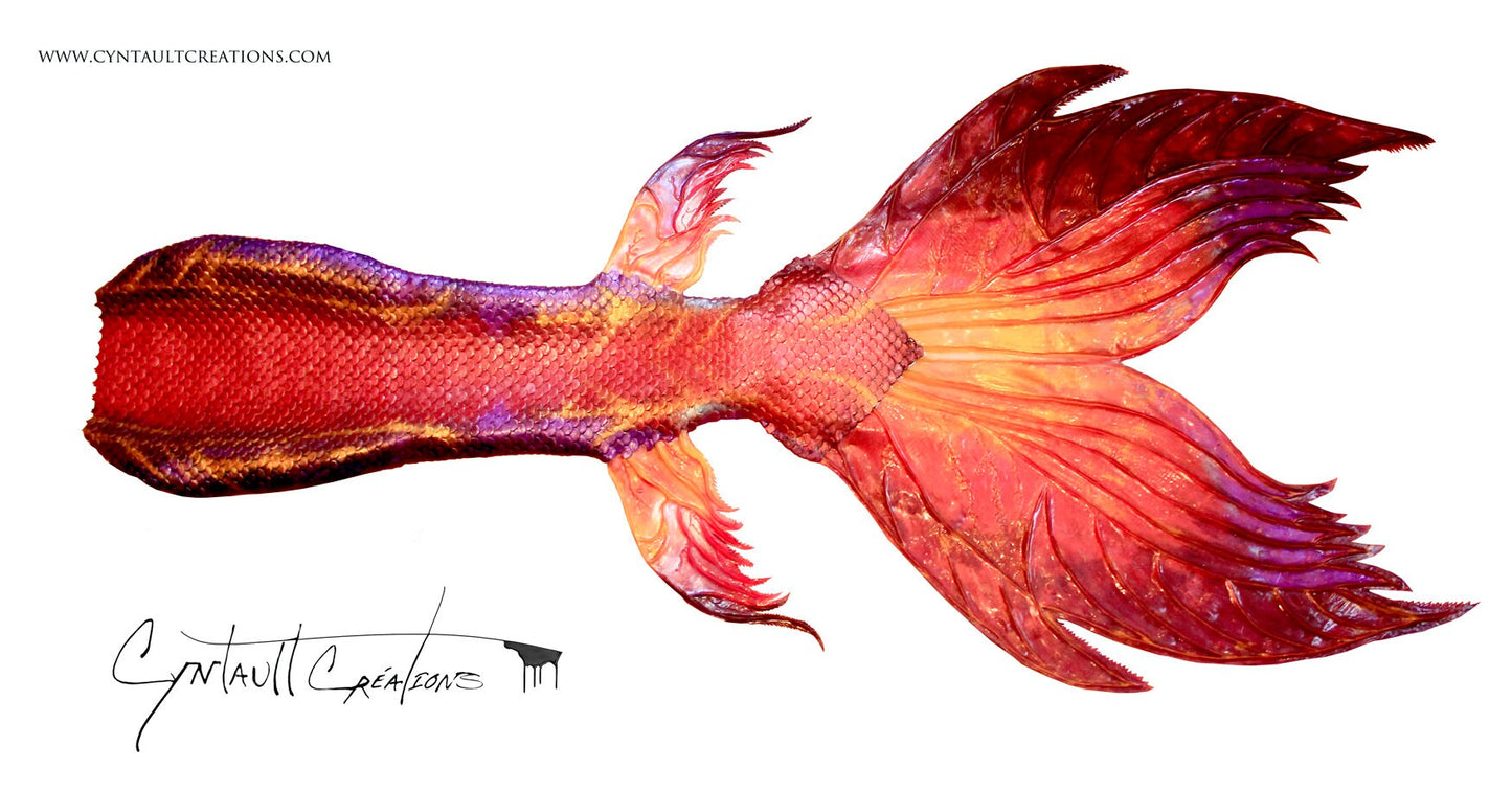 Mermaid tail completely in silicone (dragon skin, skin safe grade), abstract color, simple patterns in molds (no airbrush)