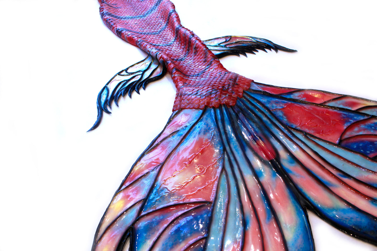 Professional mermaid tail, completely in silicone (dragon skin), with monofin inside.