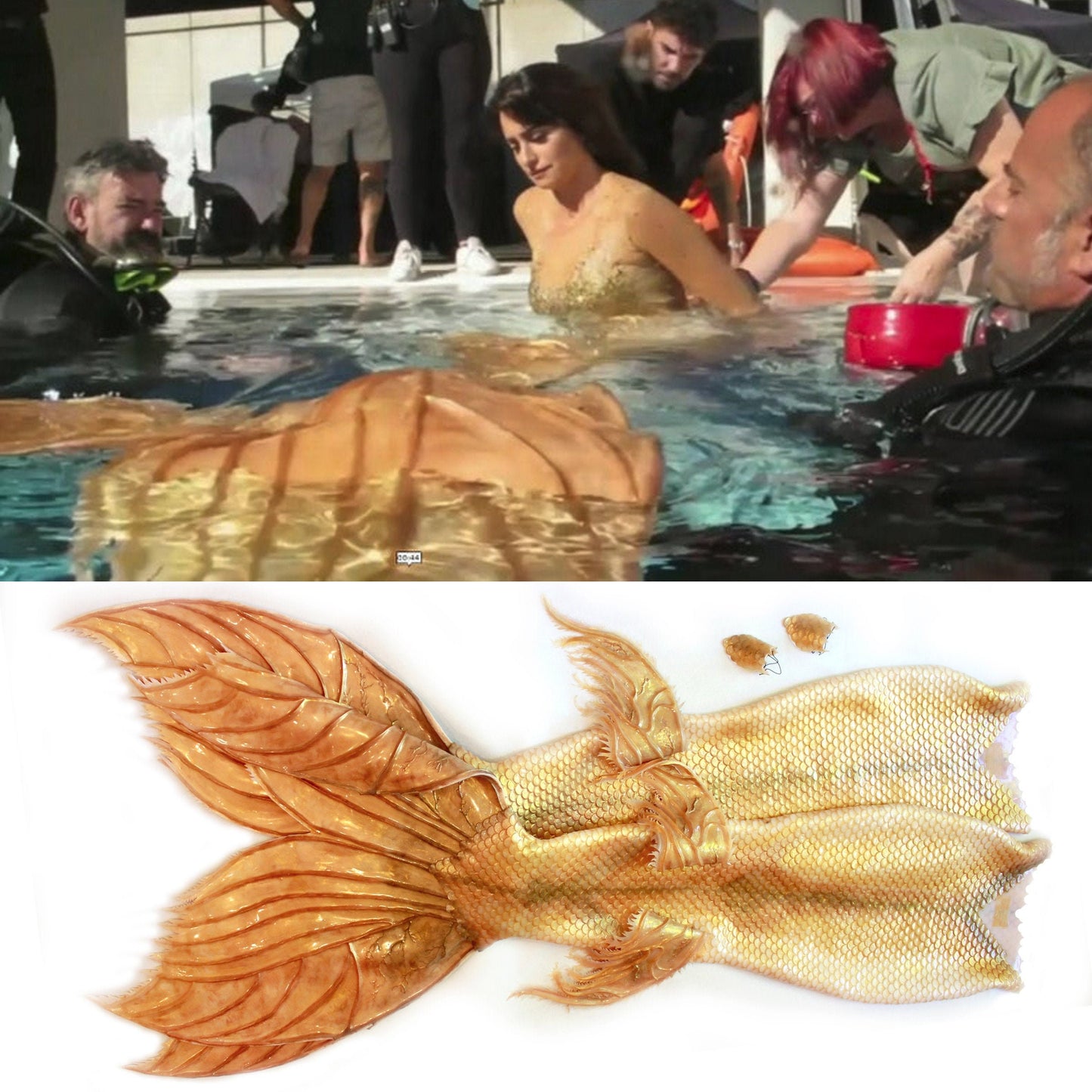 Professional mermaid tail, completely in silicone (dragon skin), with monofin inside.