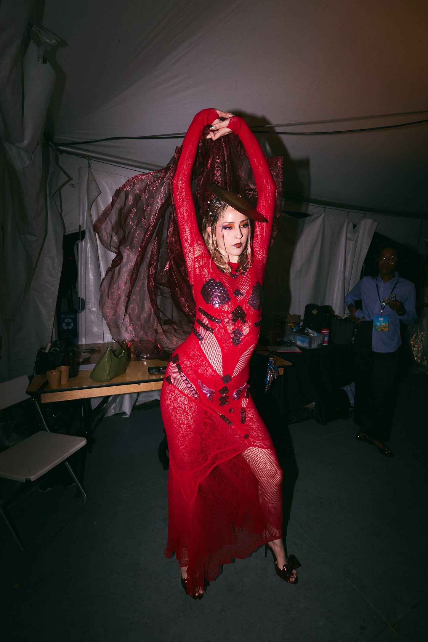 Red Net Scales Dress