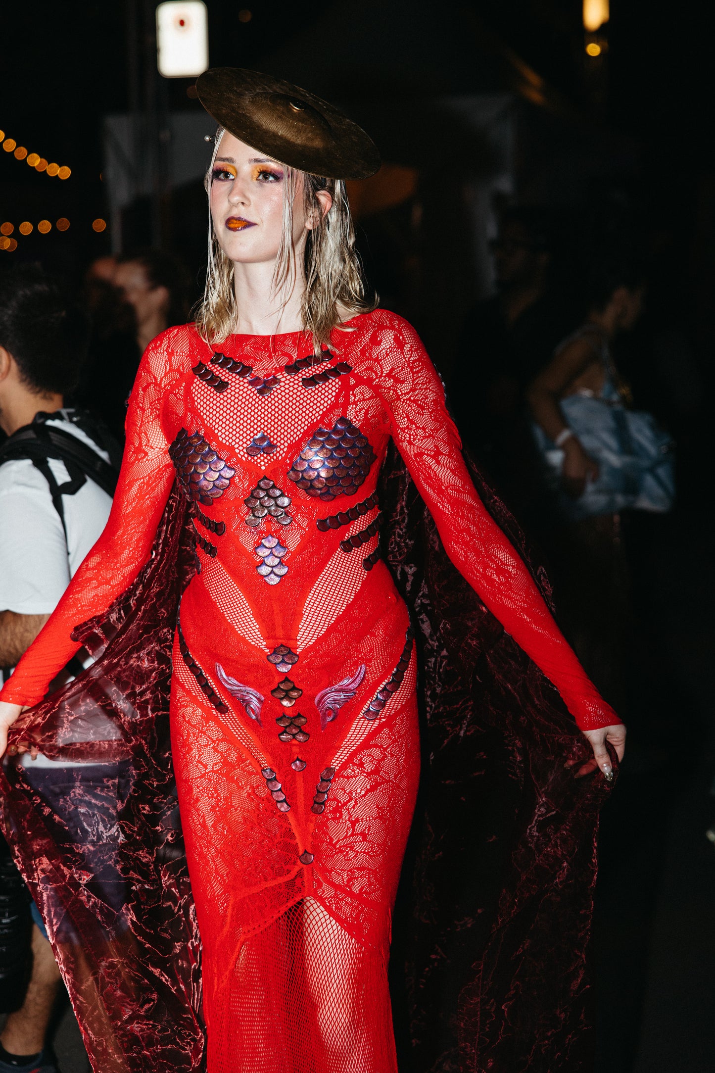 Red Net Scales Dress