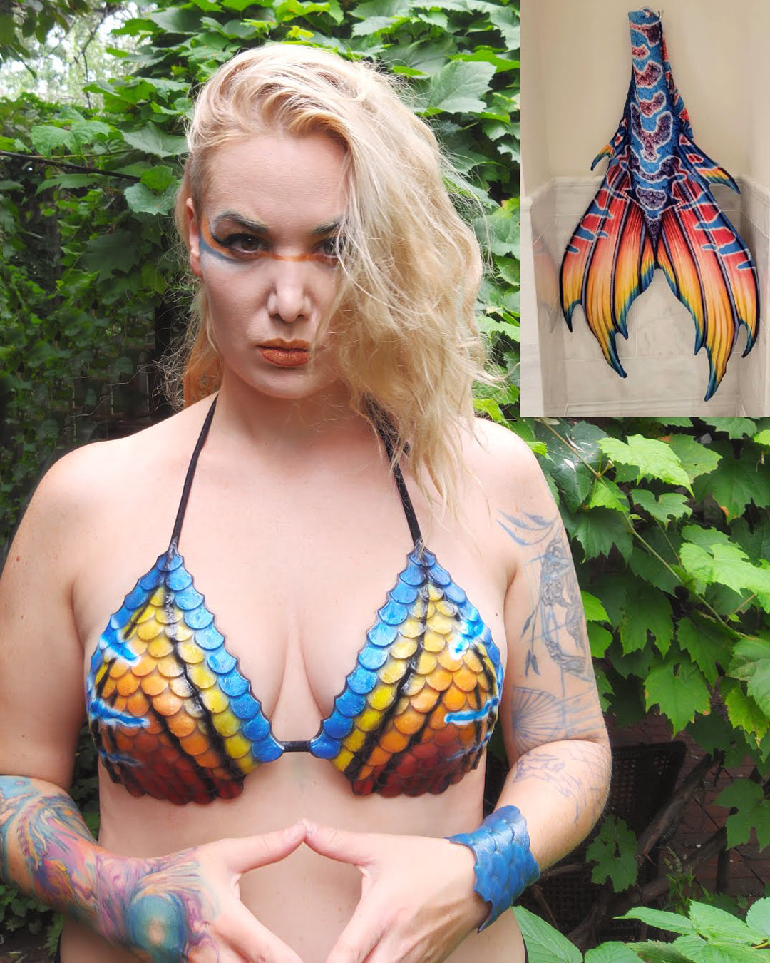 Bikini top in silicone with Patterns on mermaid scales!