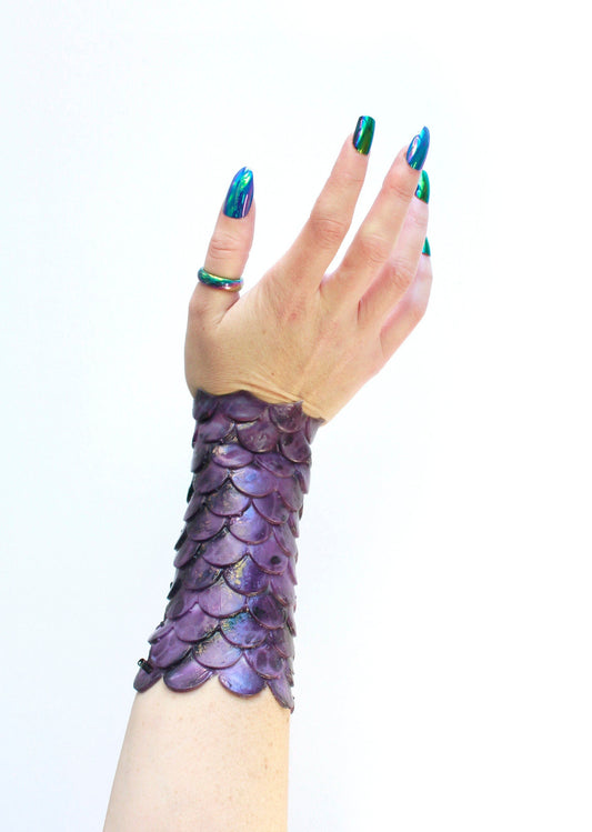 Mermaid Lyfe Style! Silicone mermaid/fish scales bracelet/bracer, jewelry, accessory, waterproof, adaptable, resistant, purple leopard
