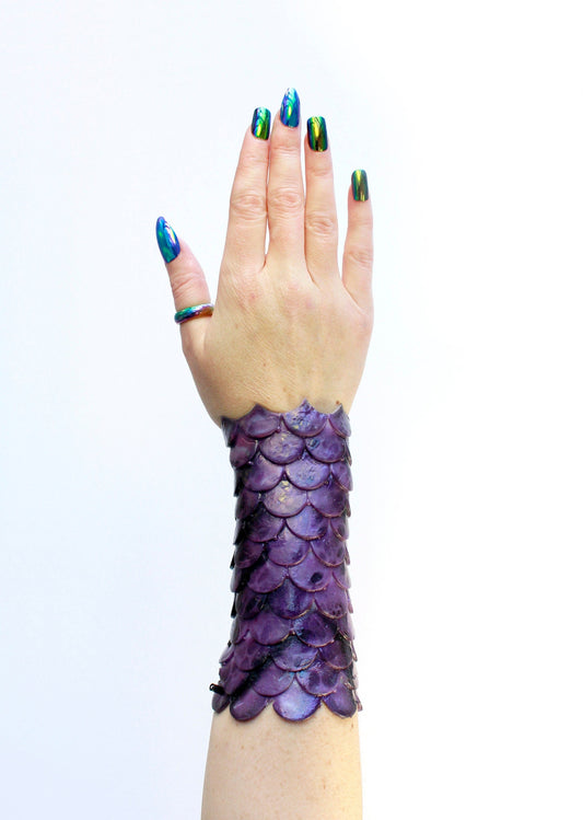 Mermaid Lyfe Style! Silicone mermaid/fish scales bracelet/bracer, jewelry, accessory, waterproof, adaptable, resistant, purple leopard